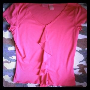 Pink ruffled blouse